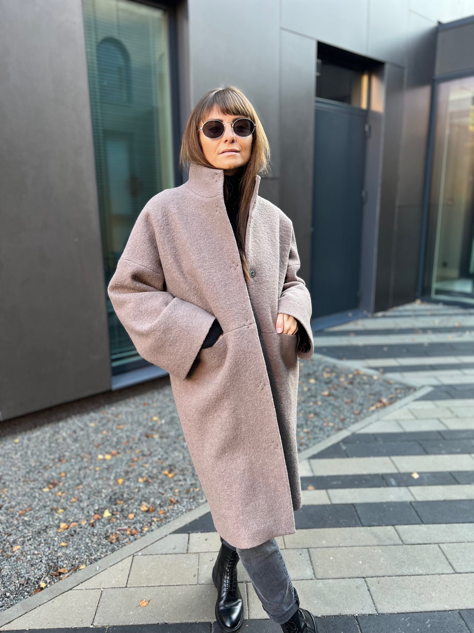 Grey hotsell boucle coat