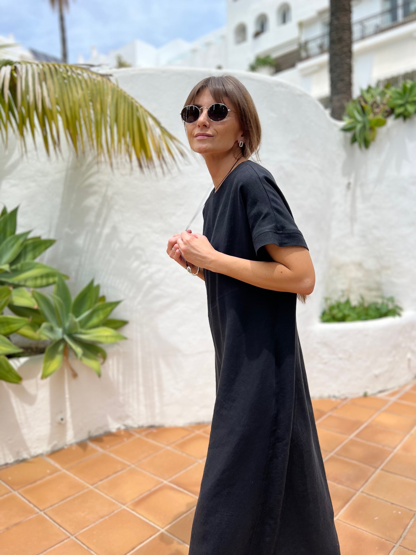 athens linen dress